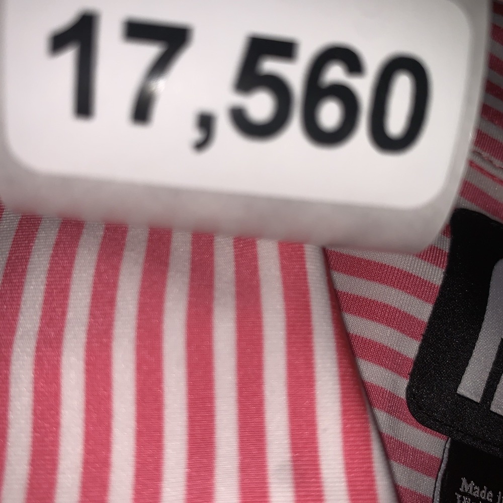 FootJoy FJ Golf Polo Shirt Mens Sz L Striped Pink Short Sleeve Performance - Picture 9 of 9